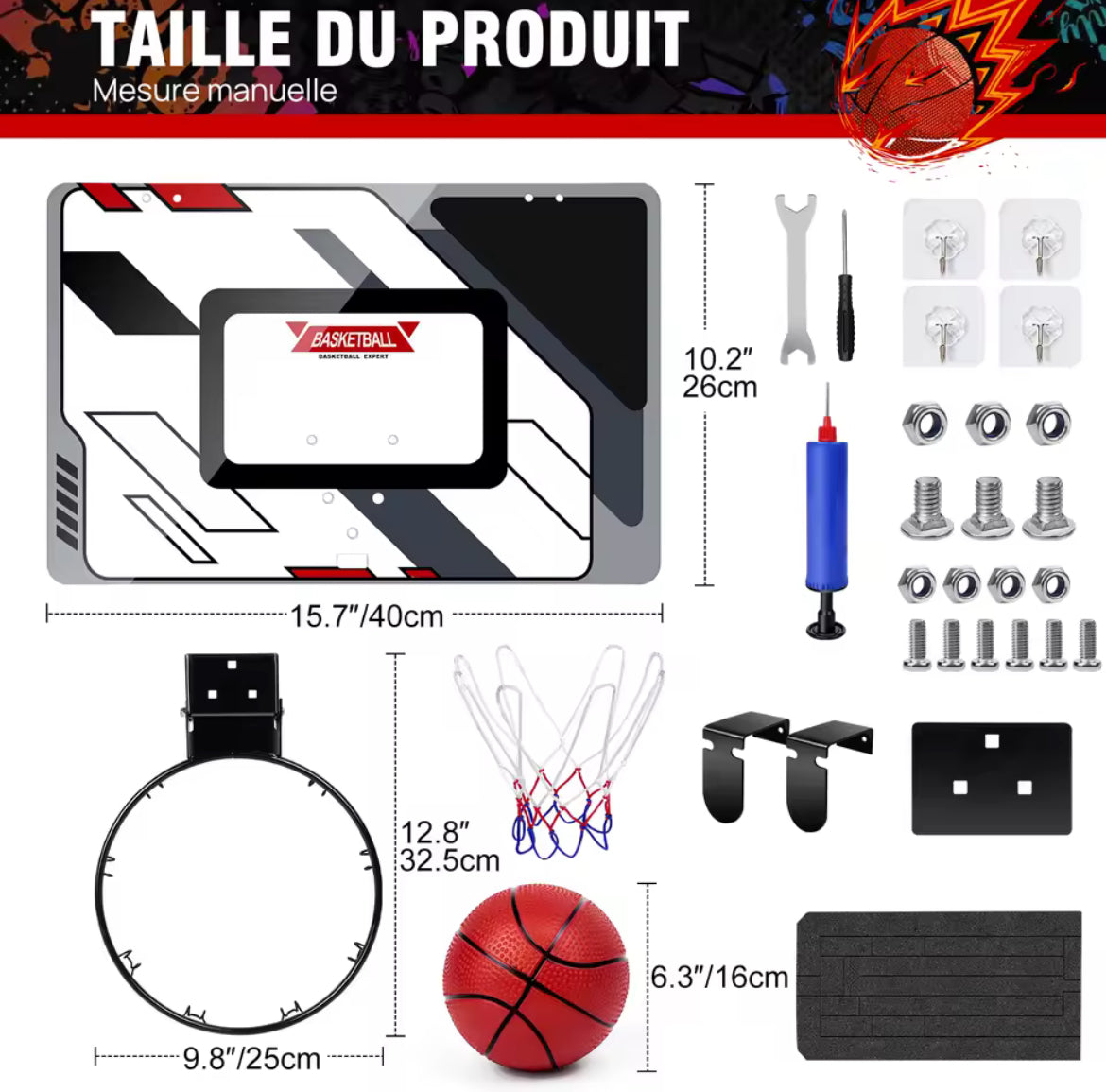 Mini basketball hoop - children's indoor mini basketball frame, backboard basketball set for bedroom, sports game accessory